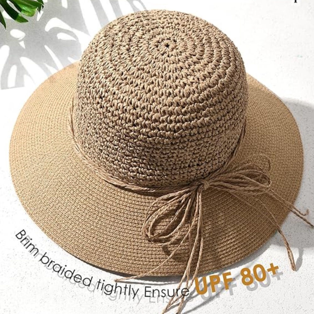 NWT Furtalk Straw Wide Brim Sun Hat